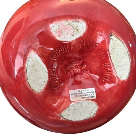 Jay Imports Red Apple Cookie Jar Canister 9” Ceramic Porcelain has Chip on Lid - Picture 6 of 7